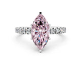 White gold Fancy Pink Marquise  Cut Diamond Pavé Band with Four-Prong Setting_17