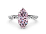 White gold Fancy Pink Marquise Cut Diamond Pavé Engagement Ring with Round  Accents and Prong Setting_73