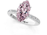 White gold Fancy Pink Marquise Cut Diamond Pavé Engagement Ring with Round  Accents and Prong Setting_74