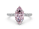 White gold Fancy Pink Marquise Cut Diamond Pavé Solitaire Engagement Ring with Four-Prong Setting_95