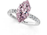 White gold Fancy Pink Marquise Cut Diamond Pavé Solitaire Engagement Ring with Four-Prong Setting_96