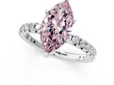 White gold Fancy Pink Marquise Cut Diamond Pavé Solitaire Ring with Round Band and Prong Setting_19