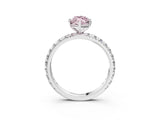 White gold Fancy Pink Marquise Cut Diamond Pavé Solitaire Ring with Round Band and Prong Setting_21