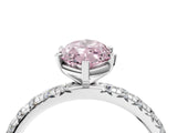 White gold Fancy Pink Marquise Cut Diamond Pavé Solitaire Ring with Round Band and Prong Setting_22