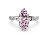 White gold Fancy Pink Marquise Cut Diamond Pave Band Solitaire Ring with Round  and Prong Setting_130