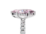 White gold Fancy Pink Marquise Cut Diamond Pave Band Solitaire Ring with Round  and Prong Setting_134