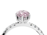 White gold Fancy Pink Marquise Cut Diamond Pave Band Solitaire Ring with Round  and Prong Setting_134