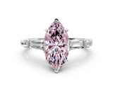 White gold Fancy Pink Marquise  Cut Diamond Ring with Baguette Side Stones, Channel Set Band, and Four-Prong Setting_20