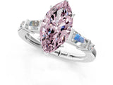 White gold Fancy Pink Marquise  Cut Diamond Ring with Baguette Side Stones, Channel Set Band, and Four-Prong Setting_37