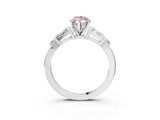 White gold Fancy Pink Marquise  Cut Diamond Ring with Baguette Side Stones, Channel Set Band, and Four-Prong Setting_39
