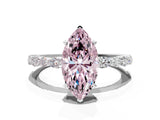 White gold Fancy Pink Marquise Cut Diamond Ring with Marquise and Round  Side Stones and Four-Prong Setting_76