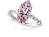 White gold Fancy Pink Marquise Cut Diamond Ring with Marquise and Round  Side Stones and Four-Prong Setting_77