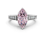 White gold Fancy Pink Marquise Cut Diamond Ring with Milgrain Pavé Band and Four-Prong Setting_31