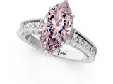 White gold Fancy Pink Marquise Cut Diamond Ring with Milgrain Pavé Band and Four-Prong Setting_32