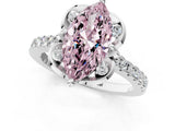 White gold Fancy Pink Marquise Cut Diamond Ring with Pavé Band and Floral Prong Setting_40