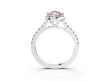 White gold Fancy Pink Marquise Cut Diamond Ring with Pavé Band and Floral Prong Setting_42