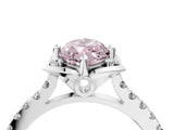 White gold Fancy Pink Marquise Cut Diamond Ring with Pavé Band and Floral Prong Setting_43