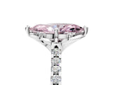 White gold Fancy Pink Marquise Cut Diamond Ring with Pavé Band and Floral Prong Setting_44