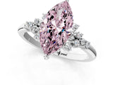 White gold Fancy Pink Marquise Cut Diamond Ring with Side Stones and Four-Prong Setting_103