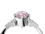 White gold Fancy Pink Marquise Cut Diamond Ring with Side Stones and Four-Prong Setting_106