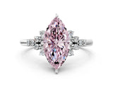 White gold Fancy Pink Marquise Cut Diamond Ring with Side Stones and Four-Prong Setting_98
