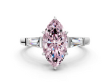 White gold Fancy Pink Marquise  Cut Diamond Ring with Tapered Baguette Side Stones in Four-Prong Setting_3