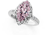 White gold Fancy Pink Marquise Cut Diamond Scalloped Halo Engagement Ring with Round Shared Prong Band_13