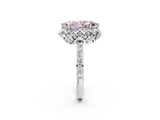 White gold Fancy Pink Marquise Cut Diamond Scalloped Halo Engagement Ring with Round Shared Prong Band_14