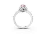 White gold Fancy Pink Marquise Cut Diamond Scalloped Halo Engagement Ring with Round Shared Prong Band_15