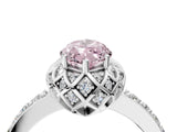 White gold Fancy Pink Marquise Cut Diamond Scalloped Halo Engagement Ring with Round Shared Prong Band_16