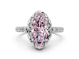 White gold Fancy Pink Marquise Cut Diamond Scalloped Halo Engagement Ring with Round Shared Prong Band_18