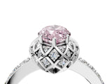 White gold Fancy Pink Marquise Cut Diamond Scalloped Halo Engagement Ring with Round Shared Prong Band_22