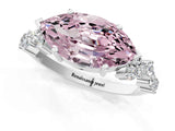White gold Fancy Pink Marquise Cut Diamond Scattered Round Accent Ring with Prong Setting_13