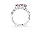 White gold Fancy Pink Marquise Cut Diamond Scattered Round Accent Ring with Prong Setting_15