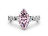 White gold Fancy Pink Marquise Cut Diamond Side Stone Engagement Ring with Four-Prong Setting_61