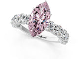 White gold Fancy Pink Marquise Cut Diamond Side Stone Engagement Ring with Four-Prong Setting_62