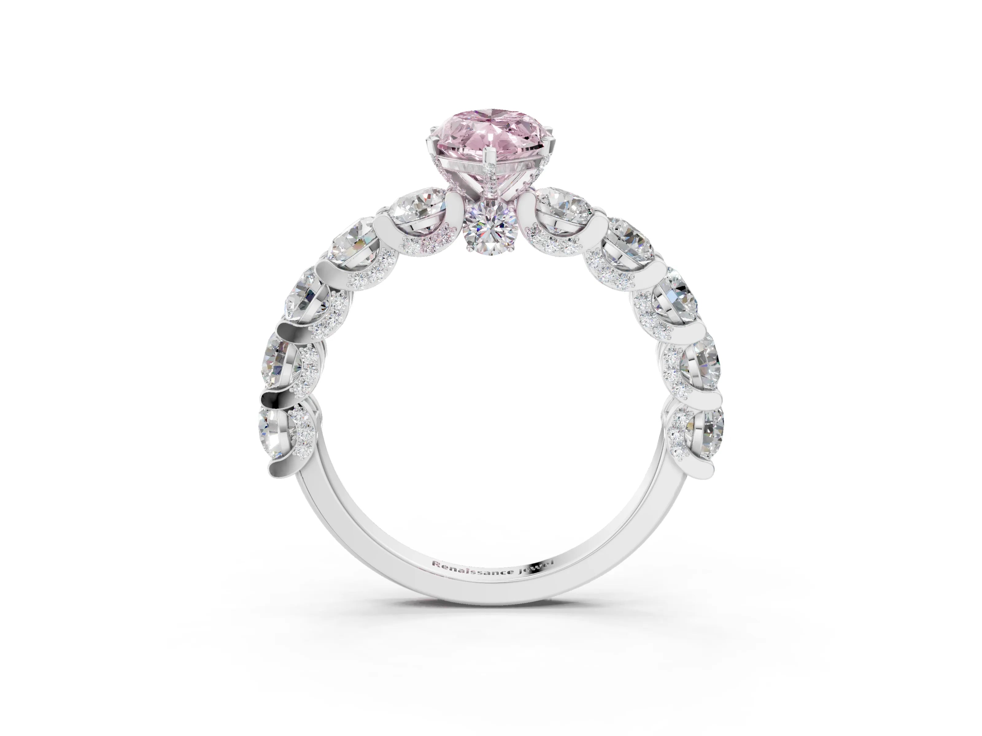White gold Fancy Pink Marquise Cut Diamond Side Stone Engagement Ring with Four-Prong Setting_64