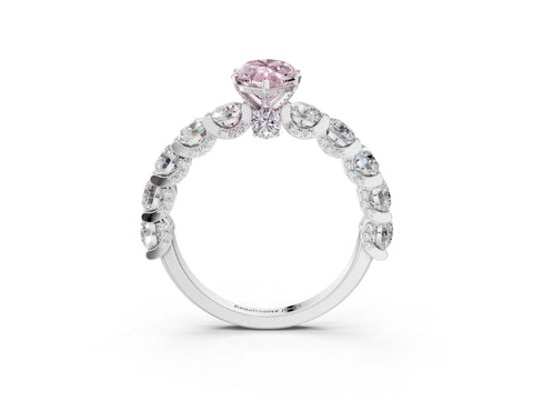 White gold Fancy Pink Marquise Cut Diamond Side Stone Engagement Ring with Four-Prong Setting_64