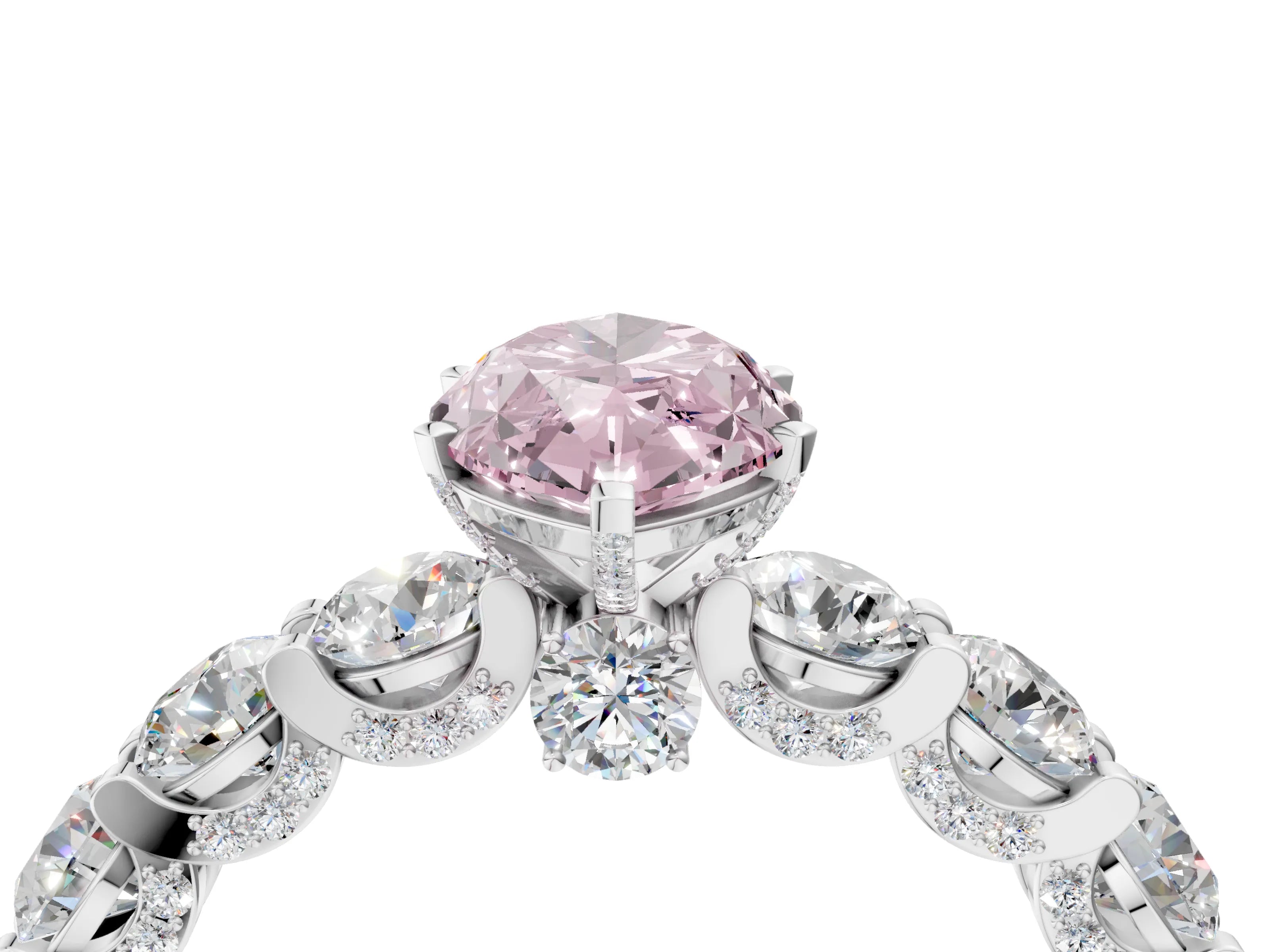 White gold Fancy Pink Marquise Cut Diamond Side Stone Engagement Ring with Four-Prong Setting_65