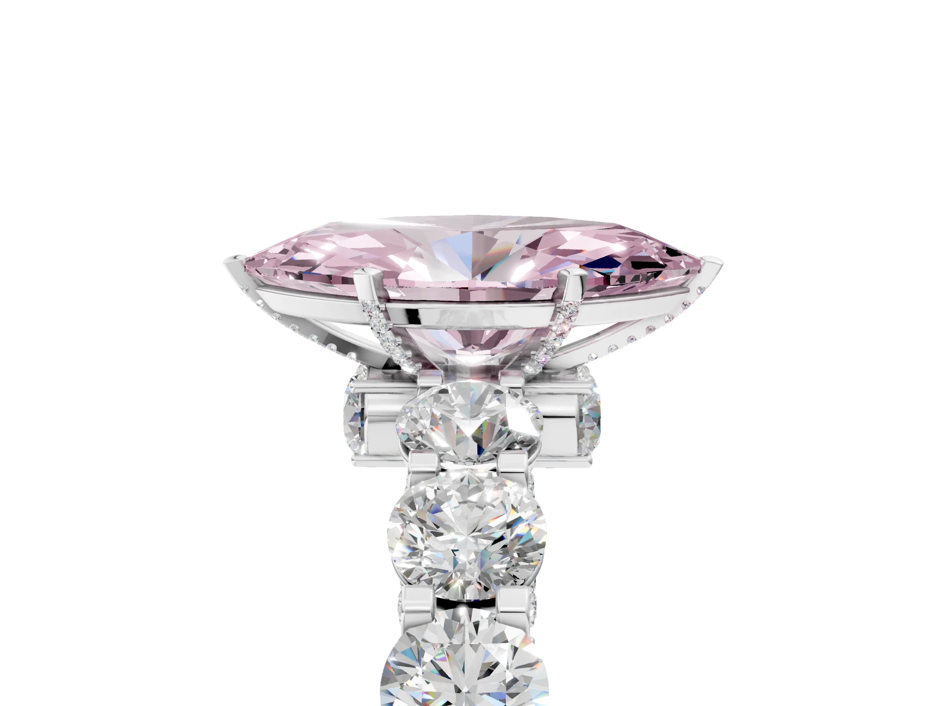 White gold Fancy Pink Marquise Cut Diamond Side Stone Engagement Ring with Four-Prong Setting_66