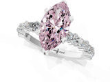 White gold Fancy Pink Marquise Cut Diamond Side Stone Solitaire Ring with Round  and Four-Prong Setting_175