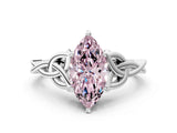 White gold Fancy Pink Marquise Cut Diamond Solitaire Celtic Knot Ring with Four-Prong Setting_85