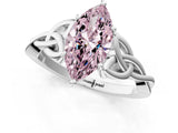 White gold Fancy Pink Marquise Cut Diamond Solitaire Celtic Knot Ring with Four-Prong Setting_87