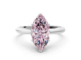 White gold Fancy Pink Marquise Cut Diamond Solitaire Engagement Ring with Cathedral Setting and Four-Prong Mount_108