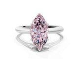 White gold Fancy Pink Marquise Cut Diamond Solitaire Engagement Ring with Cathedral Setting and Four-Prong Mount_153