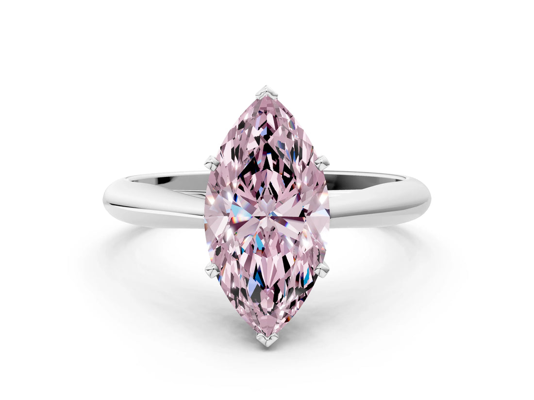 White gold Fancy Pink Marquise Cut Diamond Solitaire Engagement Ring with Cathedral Setting and Four-Prong Mount_48