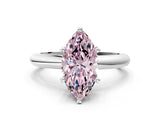 White gold Fancy Pink Marquise Cut Diamond Solitaire Engagement Ring with Round Band and Four-Prong Setting_162