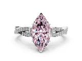 White gold Fancy Pink Marquise Cut Diamond Solitaire Engagement Ring with Twisted Pavé Band and Four-Prong Setting_92