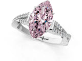 White gold Fancy Pink Marquise Cut Diamond Solitaire Engagement Ring with Twisted Pavé Band and Four-Prong Setting_93