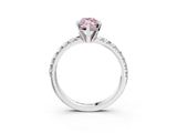 White gold Fancy Pink Marquise Cut Diamond Solitaire Pavé Engagement Ring with Round Band and Prong Setting_45